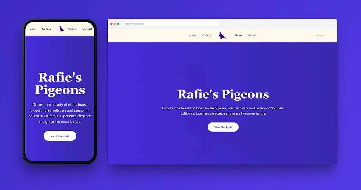 Brand cover image for Rafie's Pigeons website.